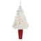 4.5ft. Pre-Lit White Artificial Christmas Tree in Red Planter, Clear LED Lights